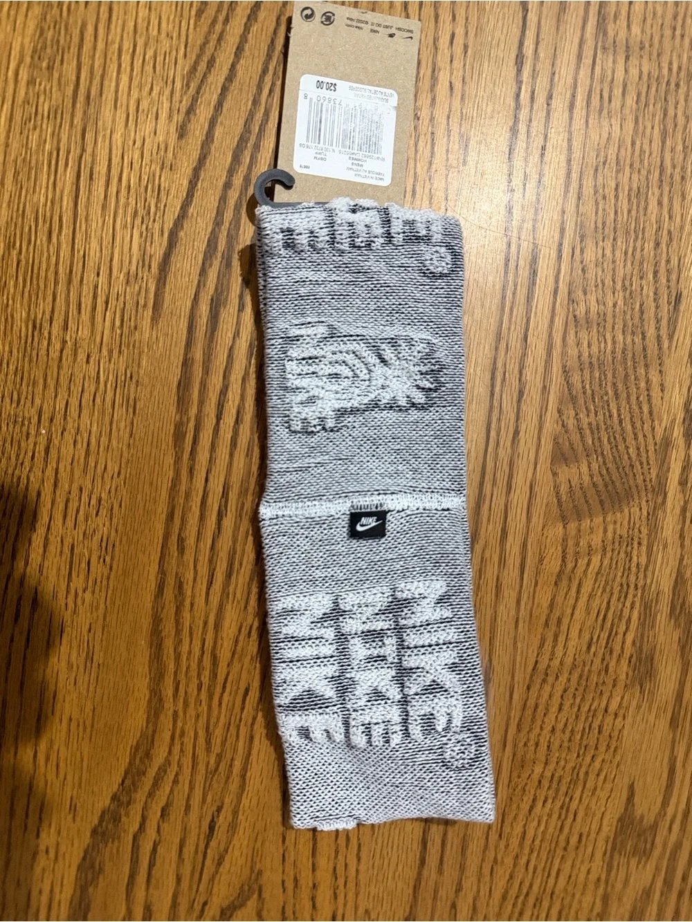 Nike Grey and White Logo Knit Headband